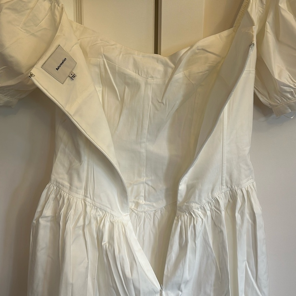 NEW Reformation Calie Mini Short Sleeve Dress Stretch Cotton White | size 4 - Picture 10 of 11